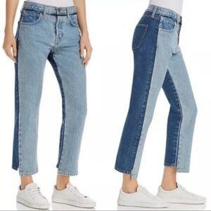 Current/Elliott High Waist Somera Straight Two -Tone Ankle Jeans - Size 26